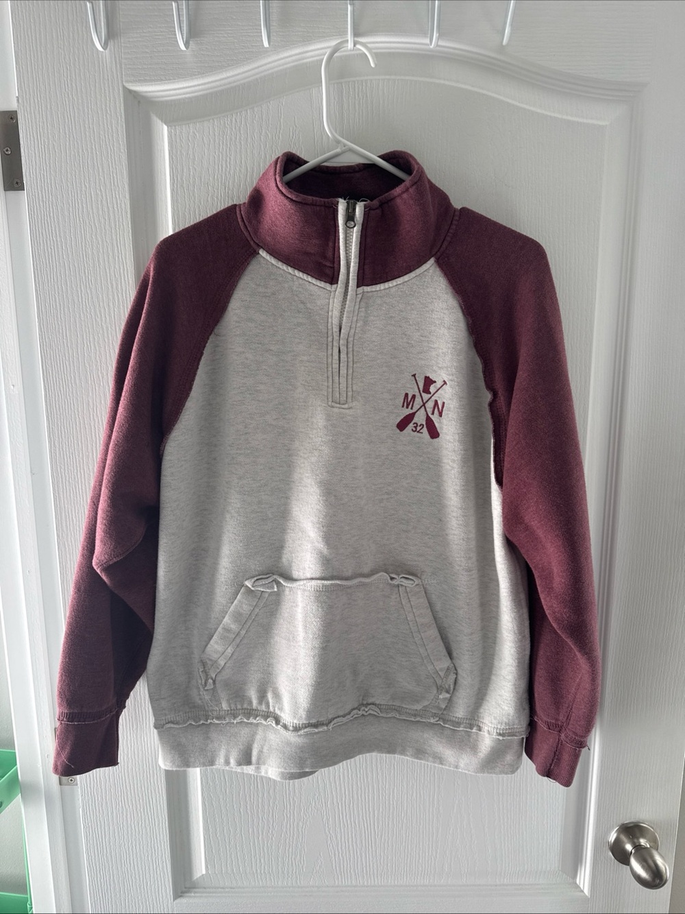U.S. Vintage Two-Tone Quarter-Zip Pullover - Gray & Maroon